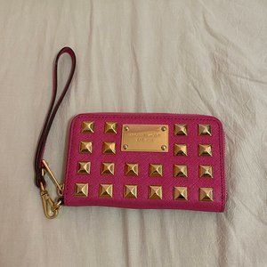 Michael Kors Gold Stud Pink Wristlet